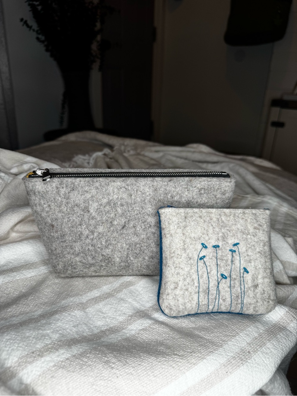 Heidi Taschen *HANDMADE* Alpaca Wool Zipper Pouch Set